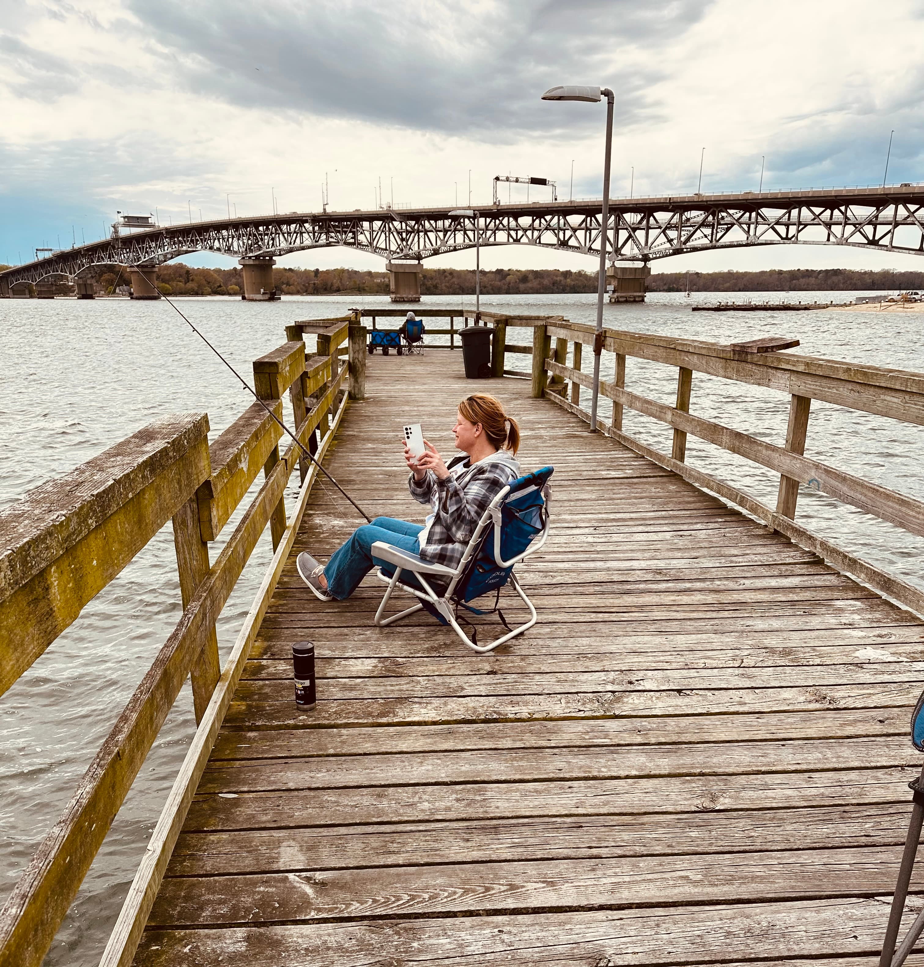 Kori fishing and enjoying the view ๐